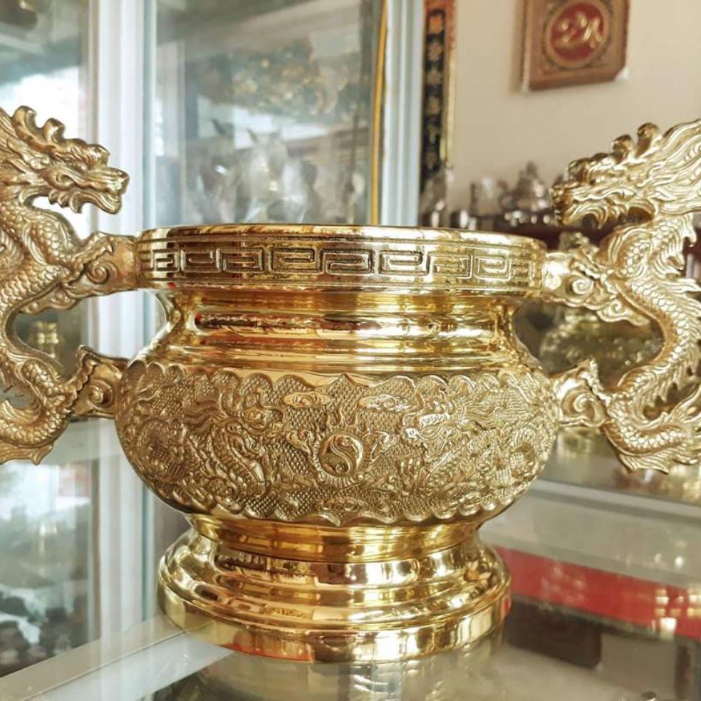 Lư hương bát hương đồng vàng 13cm