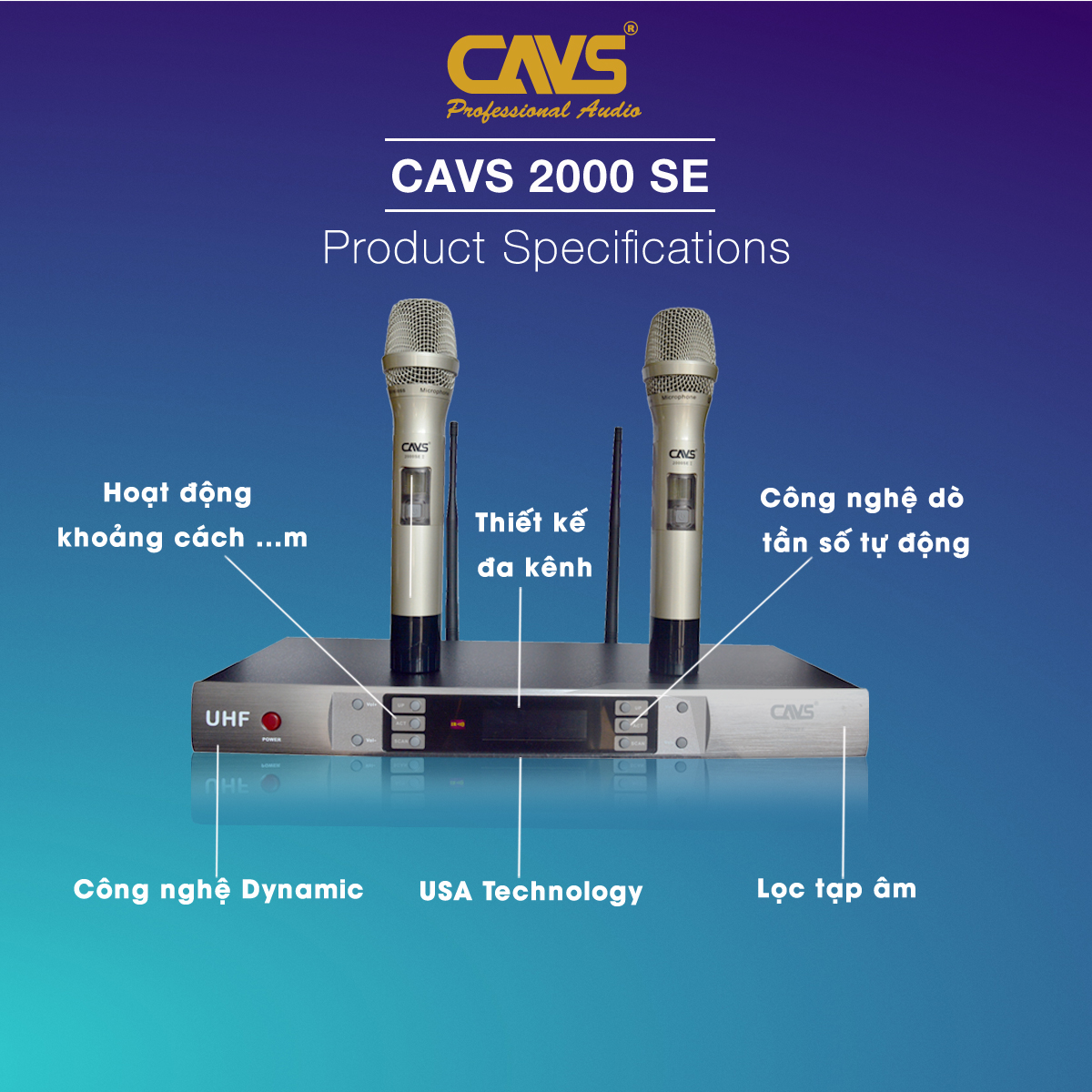 Micro Không Dây CAVS 2000SE II - Hàng chính hãng