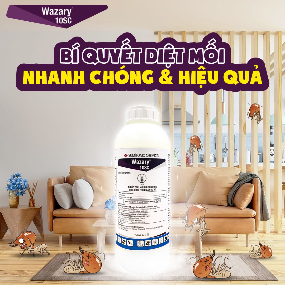 Thuốc trừ mối tận gốc WAZARY 10SC - ( chai 1 lít )