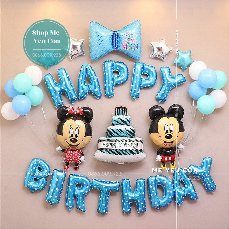 ComBo Trang Trí Sinh Nhật Cho Bé Gái Bé Trai Hình Chuột, Bóng Chữ Happy Birthday, Tổ Chức Tiệc Thôi Nôi Đầy Tháng [HOT SALE]