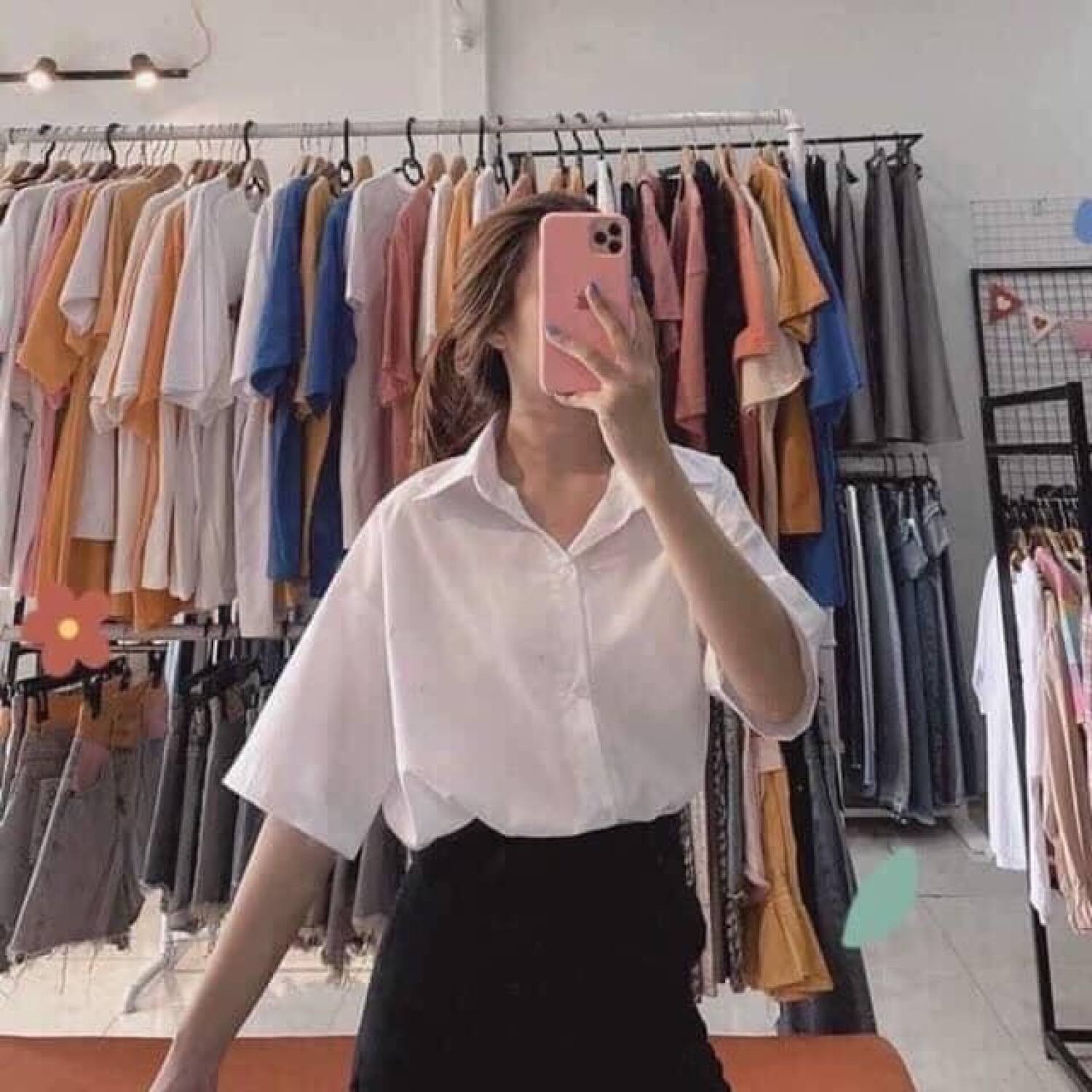 sơ mi trắng trơn