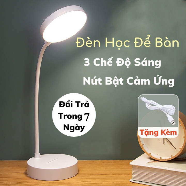 [3 CHẾ ĐỘ SÁNG - CẢM ỨNG] Đèn Để Bàn Học, Đèn Học Sinh, Đèn Led Đọc Sách, Đèn Sạc Pin, Đèn Tích Điện, Đèn Học Để Bàn, Đèn Học Chống Cận Thị