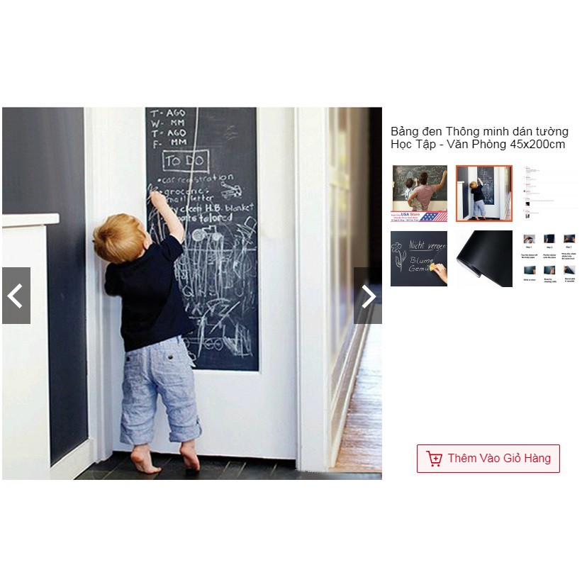 Bảng đen Thông minh dán tường Học Tập - Văn Phòng 45x200cm, Hàng đẹp