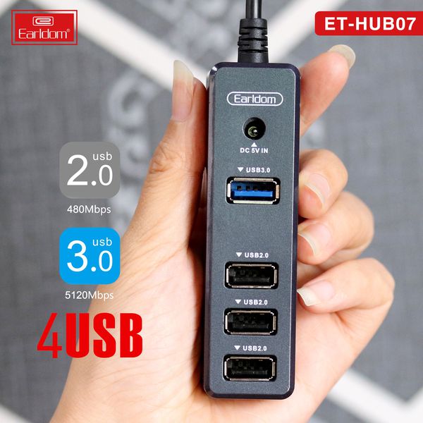 Ổ Cắm USB Earldom HUB - 07 (Hỗ Trợ 3 Cổng USB 2.0 và 1 cổng USB 3.0)