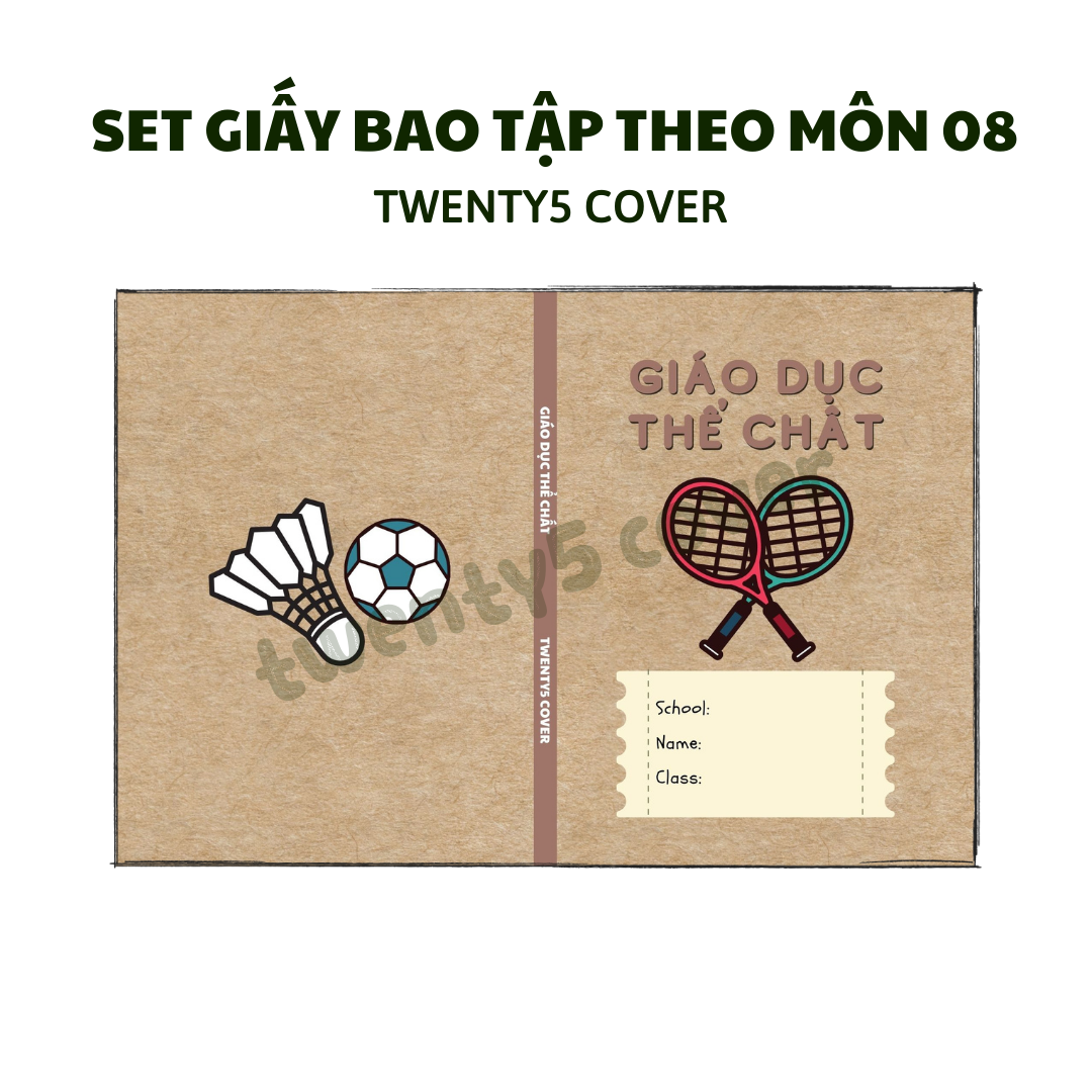 Set giấy bao tập theo môn mẫu số 09