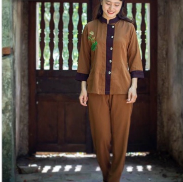 Đồ Lam Đi Chùa - Bộ Cúc Lệch