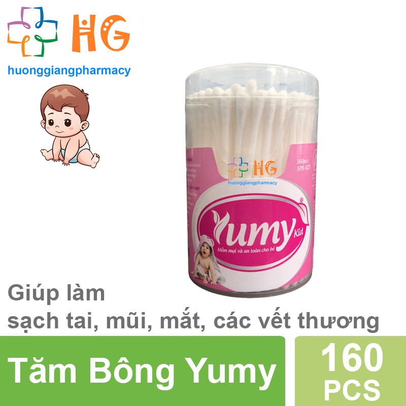Tăm bông Yumy trẻ em (Lọ 160 que)