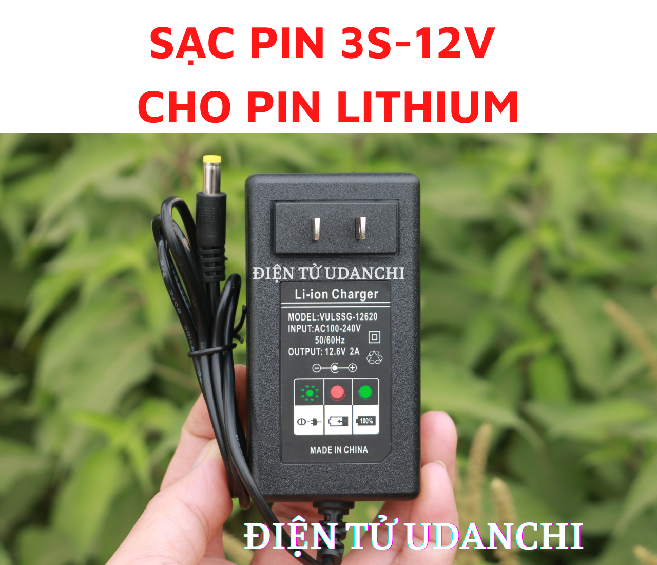 Sạc pin 3s - 12v cho pin lithium loại 3 màu có led báo đầy.