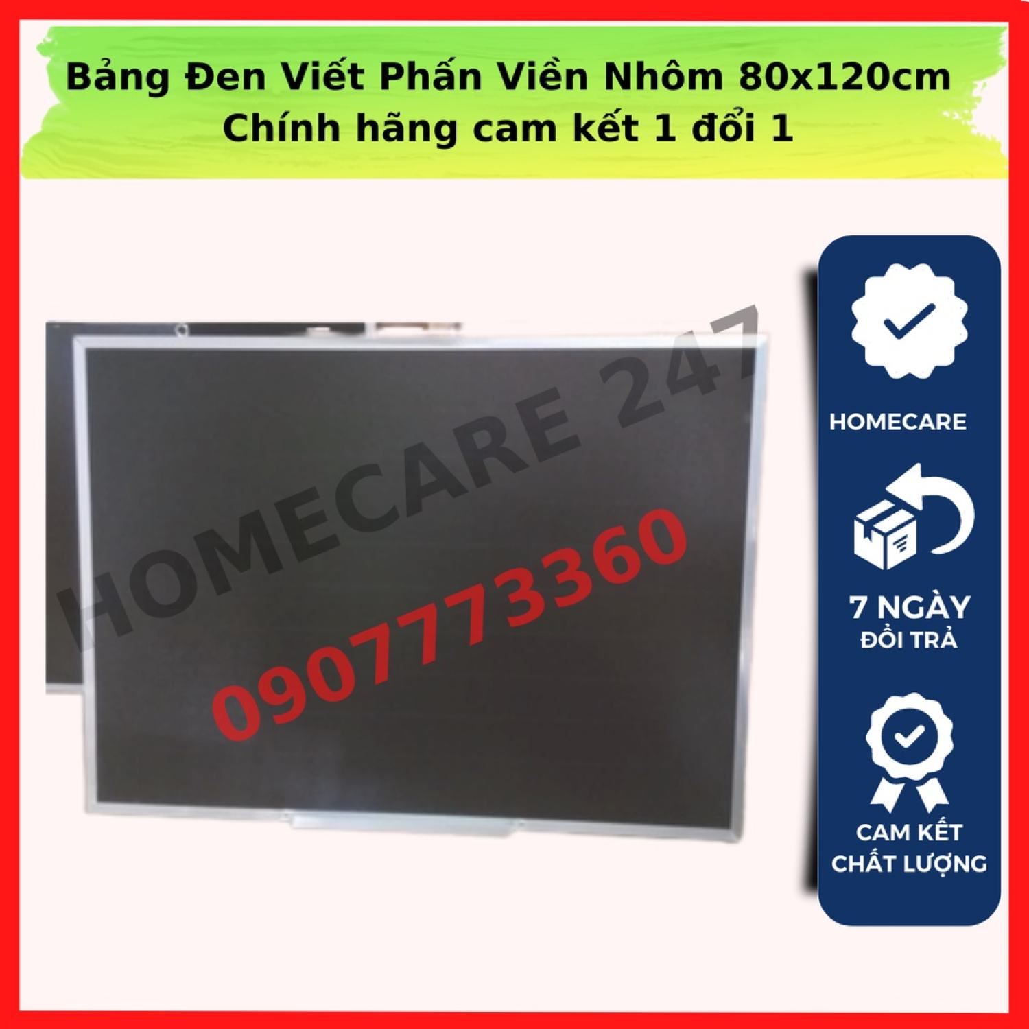 Bảng Đen Viết Phấn Viền Nhôm 80x120cm