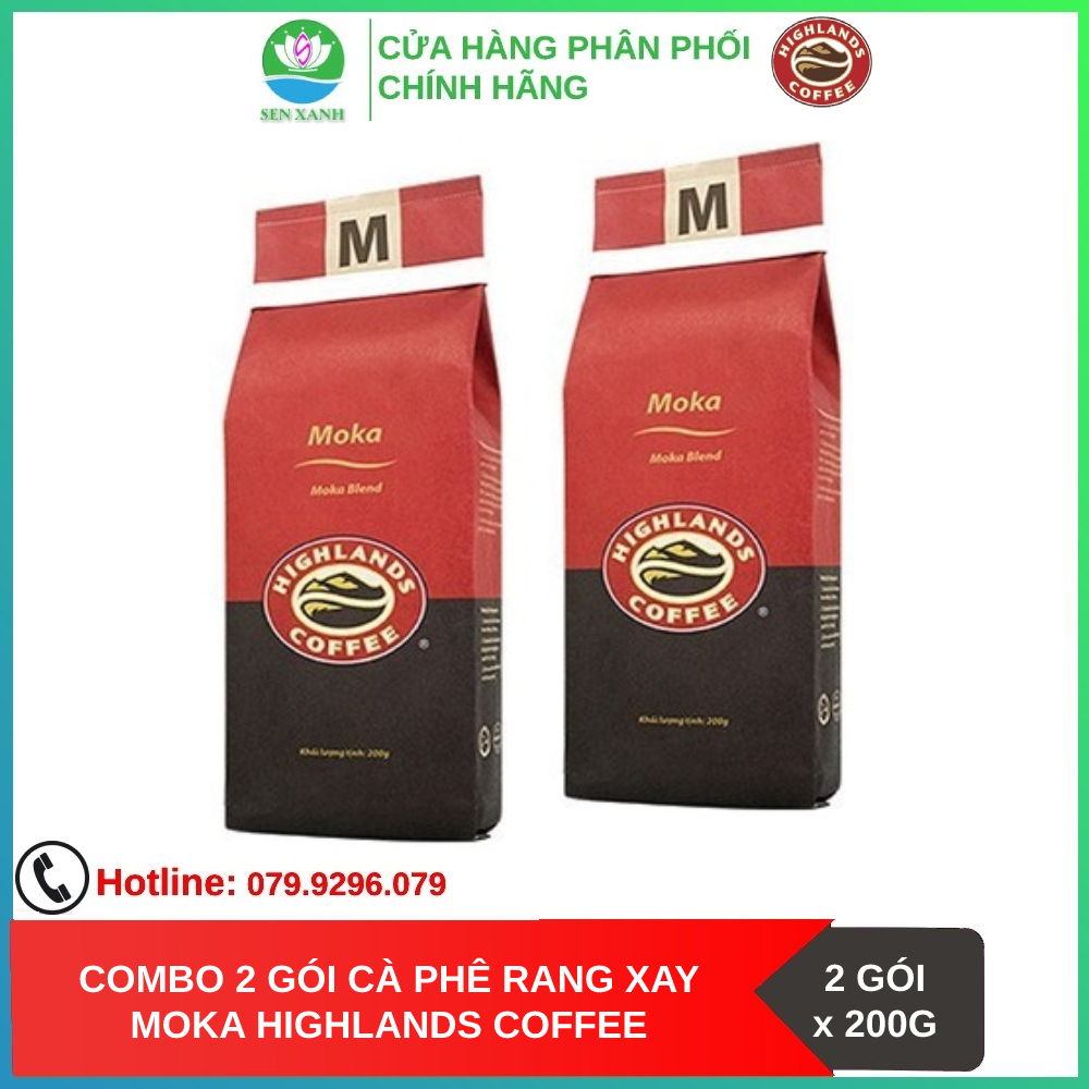 [SenXanh CAFE] Combo 2 gói Cà phê Rang xay Moka Highland Coffee 200g