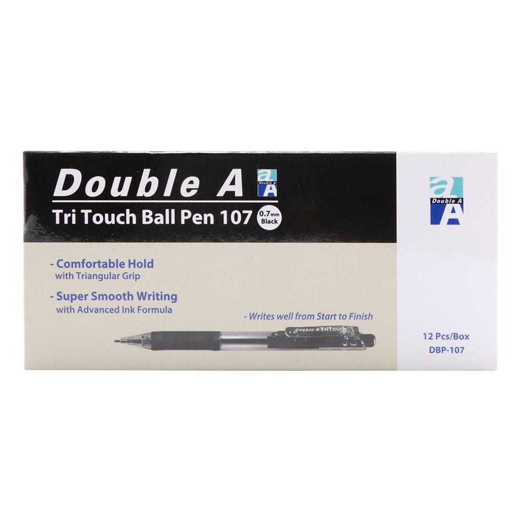 Double A Hộp 12 cây bút bi Tritouch 0,7mm (Xanh, đen, đỏ)