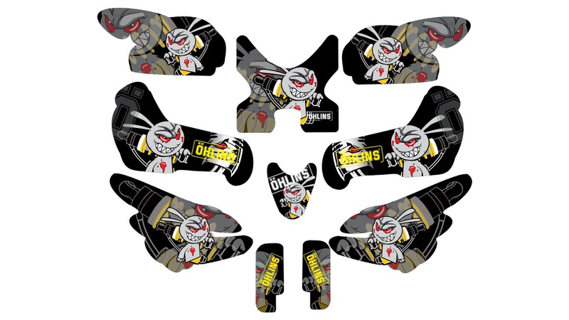 Tem trùm Xmen đen xám Ohlins - Tem trùm dán xe điện Xmen đen xám Ohlins - Độ team trùm dán xe máy điện Xmen rẻ đẹp chất