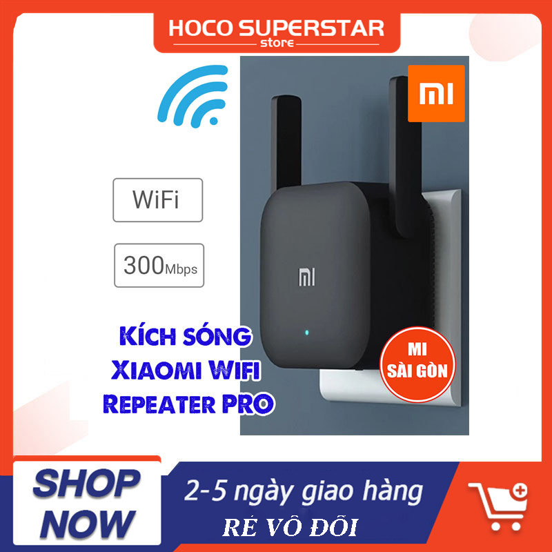 [HCM] Kích sóng Wifi Xiaomi Repeater PRO dùng cho mạng 2.4Ghz băng thông 300 Mbps Mở rộng sóng Wifi Tăng cường mạng Wifi 2 Râu WiFi 2*2 DBI Antenna