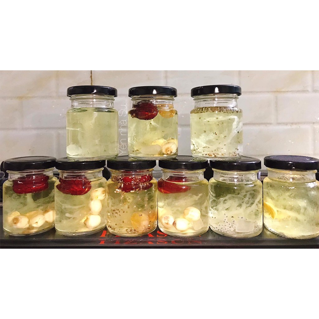 Hũ, lọ thuỷ tinh làm sữa chua, chưng yến, đựng bột nắp thiếc 75ml (70ml) - màu nắp ngẫu nhiên