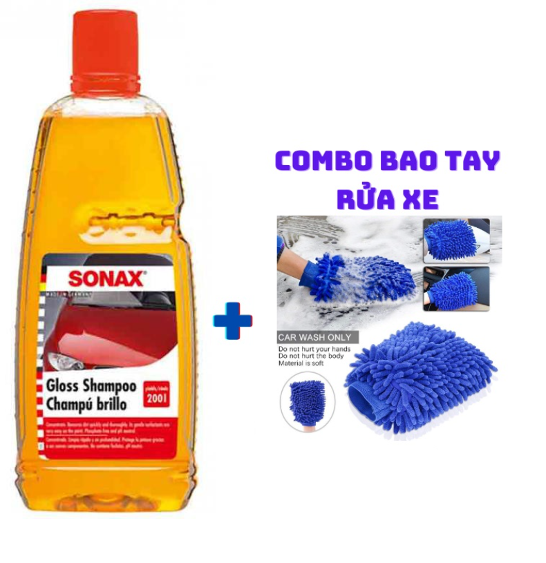 Nước rửa xe Sonax, dung dịch xà phòng rửa xe chuyên dụng Sonax Gloss Shampoo chai 1L
