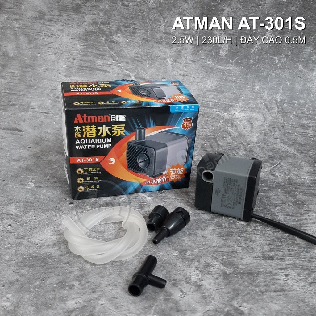 Bơm atman at-301s | dòng bơm bể cá thế hệ mới bền bỉ, tiết kiệm điện