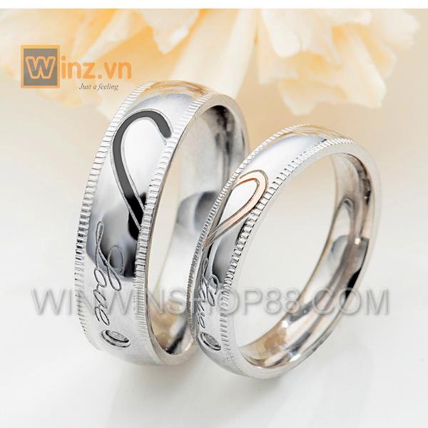 Nhẫn cặp trái tim NC130 (Màu Bạc)