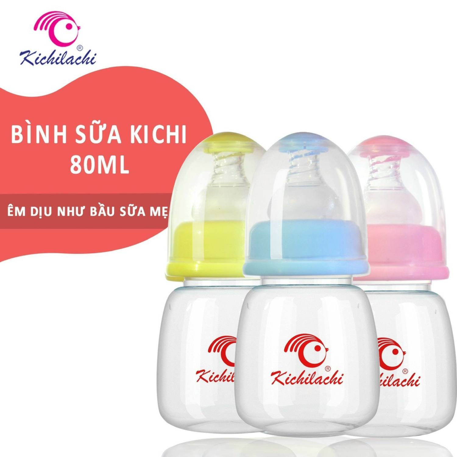 Bình sữa nhựa cổ hẹp 80ml không BPA Kichilachi thumbnail