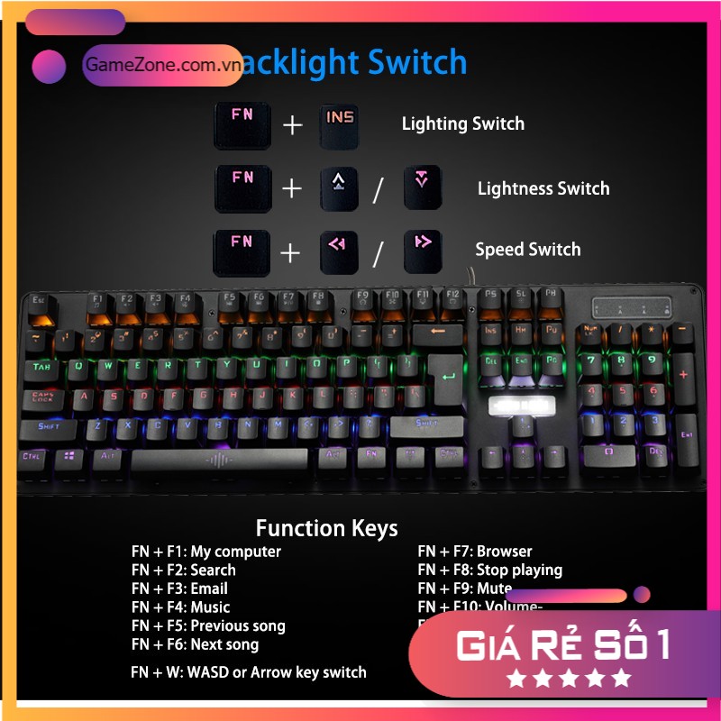 Bàn phím cơ chuyên game Blue Switch Bosston MK912A