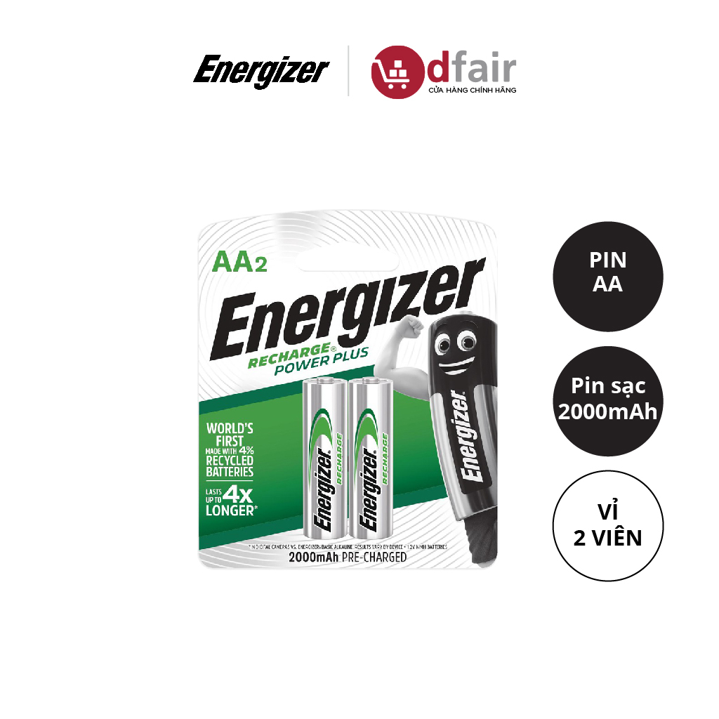 Pin Sạc AA Energizer AA 2000mAh NH15PPRP2 - 100800308