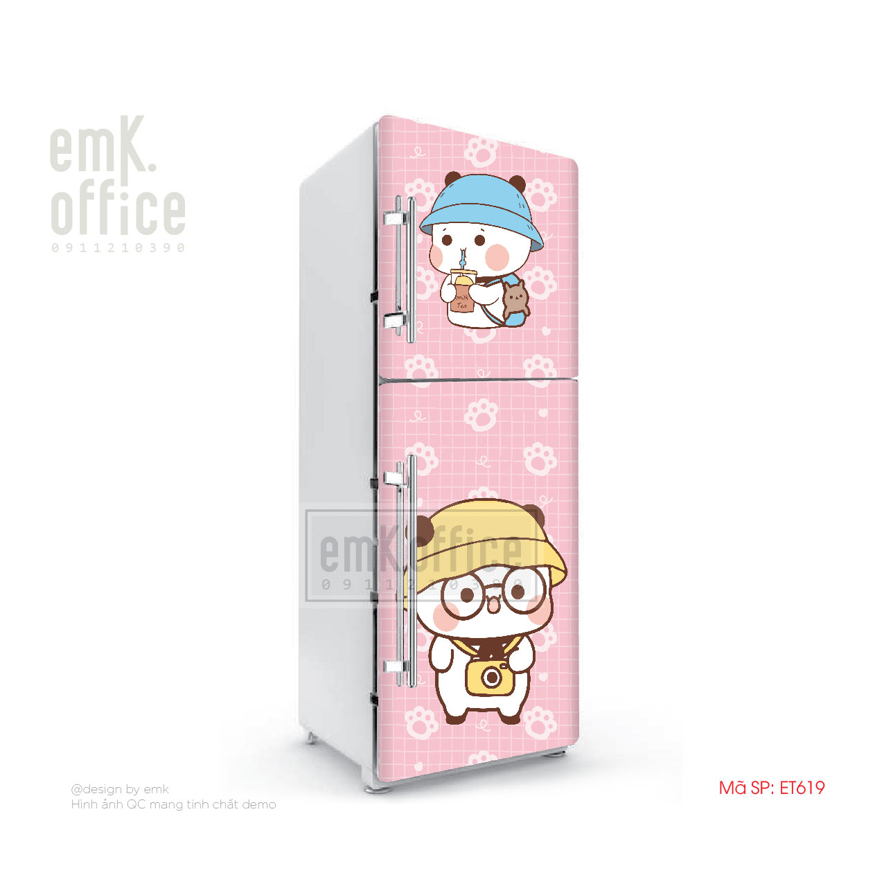 Decal dán tủ lạnh, miếng dán tủ lạnh mẫu cute - BO109