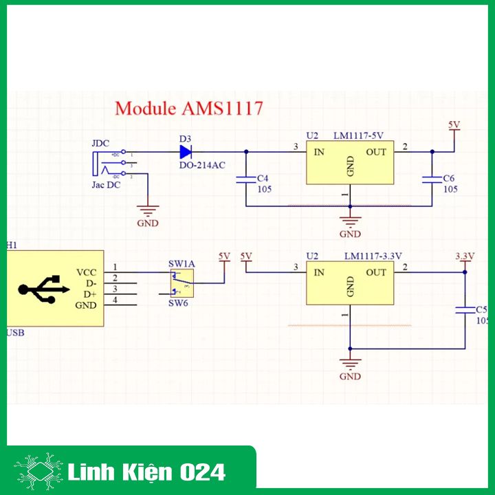 Combo module nguồn AMS1117 3V3-5V và board test MB-102
