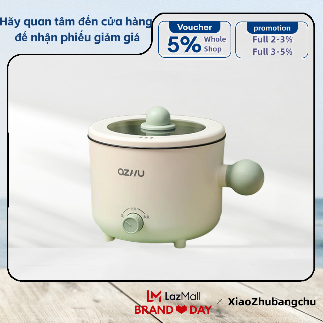 XiaoZhubangchu Nồi Nấu Ăn Đa Năng Nhỏ Cho Sinh Viên Ký Túc Xá Nồi Nấu Ăn Bằng Điện Tay Cầm Tròn Nồi Lẩu Chống Dính Làm Nóng Bằng Điện Chiên Rán Màu Đỏ