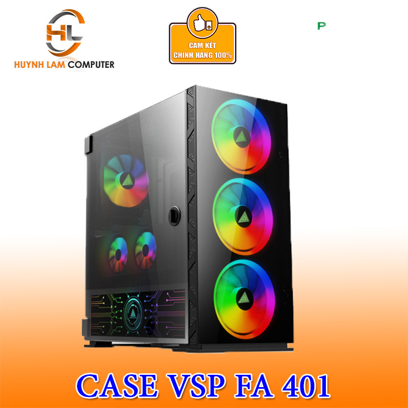 Thùng máy tính Case VSP KA 401 Gaming kính cường lực (Tặng 4 FAN RGB)