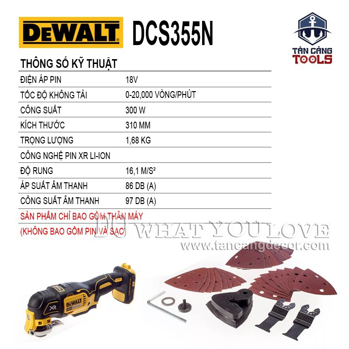 [Trả góp 0%] Máy Cắt rung Đa Năng Dùng Pin DeWalt 18V DCS355N ( Thân Máy )