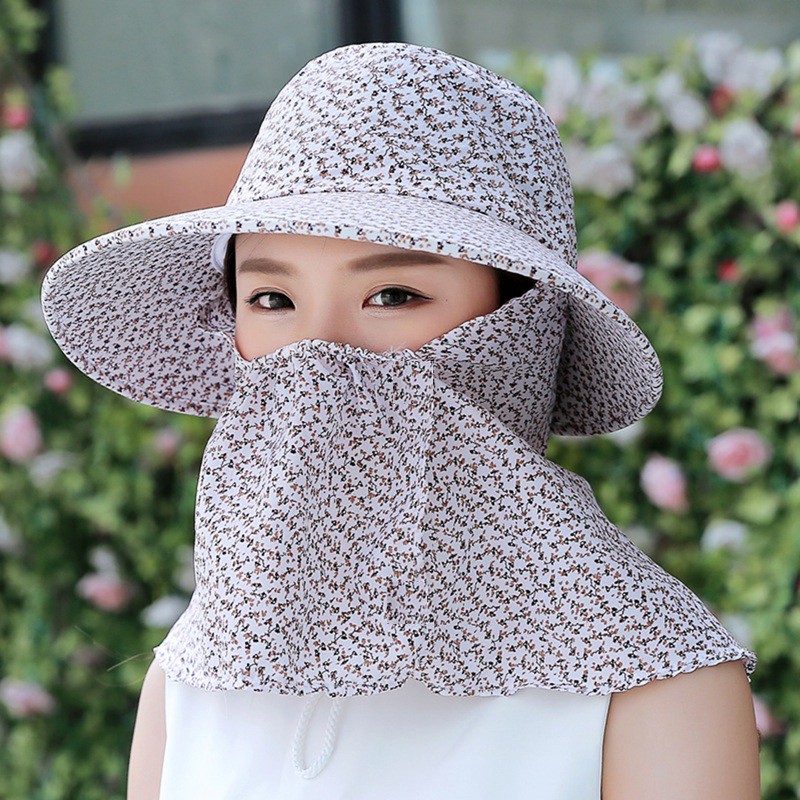 Mũ thô HOA khăn che mặt chống nắng tốt( giao màu ngẫu nhiên)
