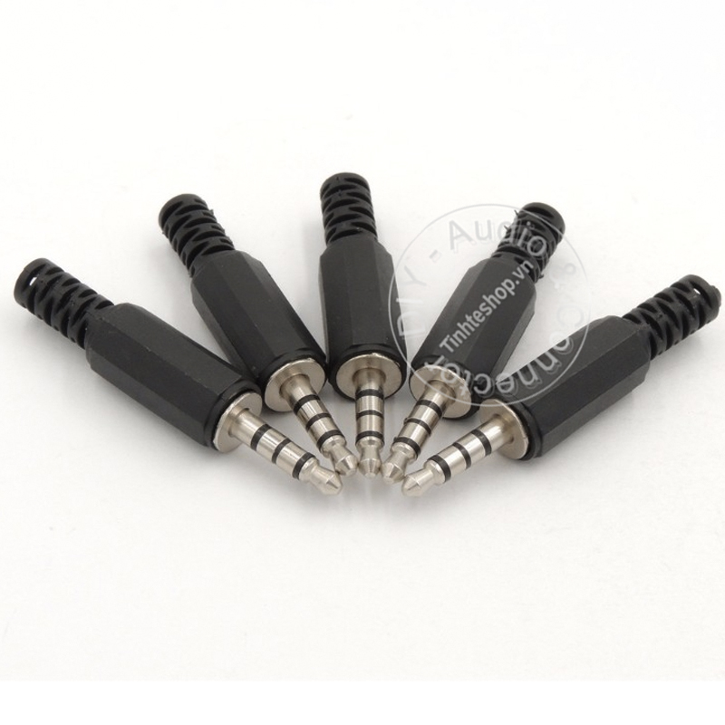 Đầu hàn jack cắm audio 3.5mm stereo 4 nấc TRRS vỏ nhựa OD5mm 1 chiếc