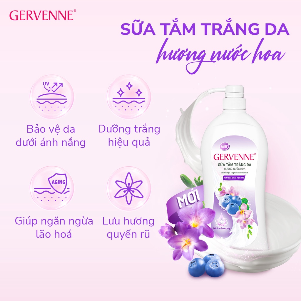 [Chai 450g] Sữa Tắm Trắng Da Hương Nước Hoa Gervenne – Da Sáng Mịn, Thơm Lâu