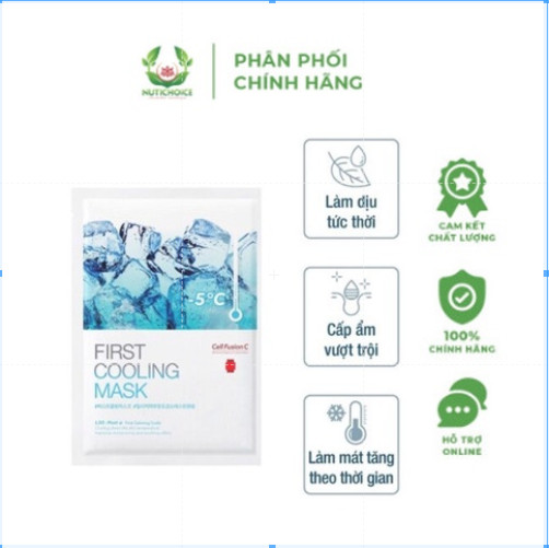 Mặt nạ cấp nước làm dịu da khẩn cấp Cell Fusion C First Cooling Mask dưỡng ẩm,giảm kích ứng, da căng bóng - Hộp 5 miếng