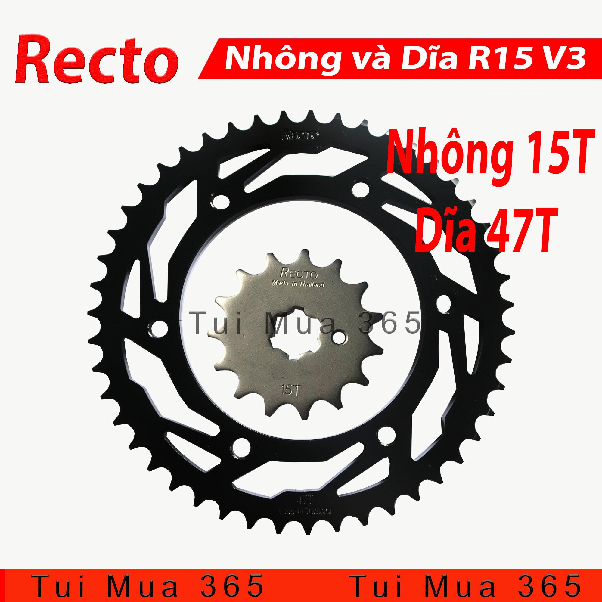 [HCM]Nhông và Dĩa 15T x 47T Recto xe Yamaha R15 V3 ( Thái Lan )