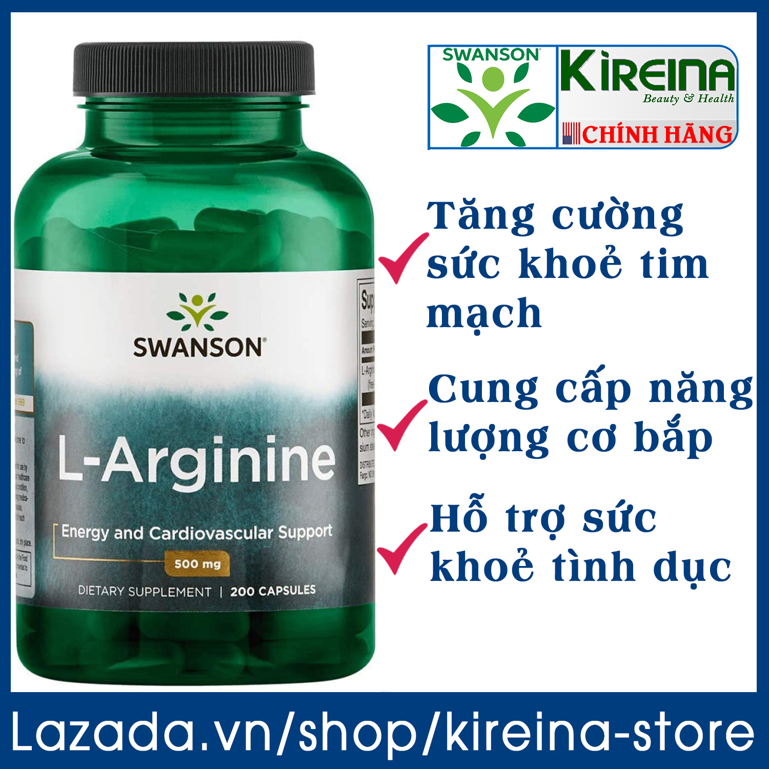 Viên uống L-Arginine hỗ trợ sức khỏe tim mạch cung cấp amino axit tạo