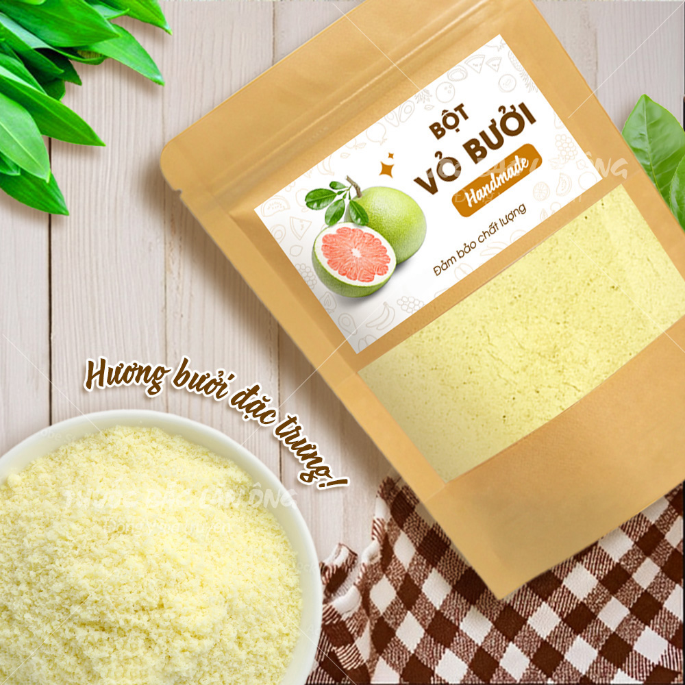 Bột vỏ bưởi 100g, nguyên chất, thơm, mịn, pha uống detox, thanh lọc cơ thể - Lãn Ông