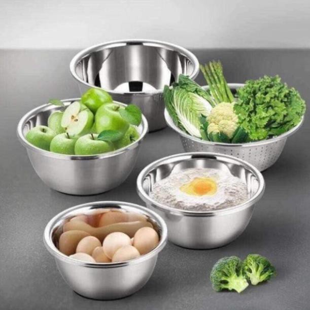Bộ 5 rổ chậu inox cao cấp rửa rau