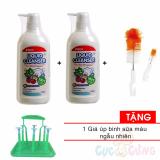 2 chai Nước rửa bình sữa Pigeon 700ml + cọ rửa bình sữa Tặng 1 giá úp bình sữa