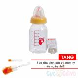 Bình sữa Pigeon cổ thường 120ml có hình nhựa- màu ngẫu nhiên TẶNG 1 cọ rửa bình sữa