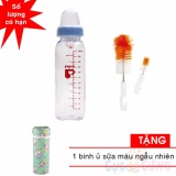 Bình sữa Pigeon 240ml cổ hẹp phiên bản mới nhựa PP + 1 cọ rửa bình sữa TẶNG ủ bình sữa đơn màu ngẫu nhiên-binh sua
