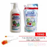 Bộ 1 chai nước rửa bình sữa Pigeon 700ml + 1 bịch nước rửa bình sữa Pigeon 700ml TẶNG 1 Cọ rửa bình sữa và núm ty