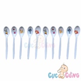 Bộ 10 Thìa cho bé tập ăn cán NGẮN nhựa - muong thia tap an dam cho be