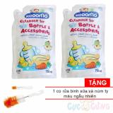Bộ 2 bịch nước rửa bình sữa kodomo 700ml tặng 1 cọ rửa bình sữa và núm ty