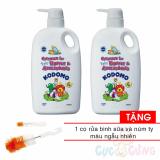 Bộ 2 chai nước rửa bình sữa kodomo 750ml tặng 1 cọ rửa bình sữa và núm ty