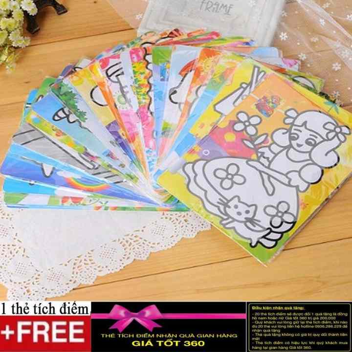 Bộ 2 tranh cát khổ lớn hình ngộ nghĩnh cho bé yêu + Tặng kèm thẻ tích điểm Giá tốt 360