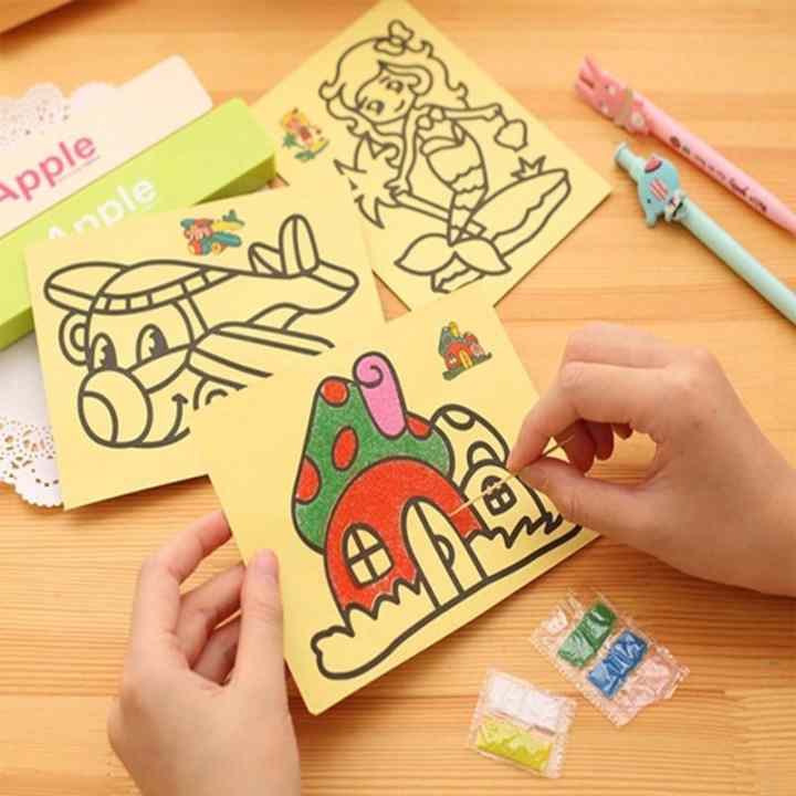 Bộ 2 tranh cát khổ lớn hình ngộ nghĩnh cho bé yêu + Tặng kèm thẻ tích điểm Giá tốt 360