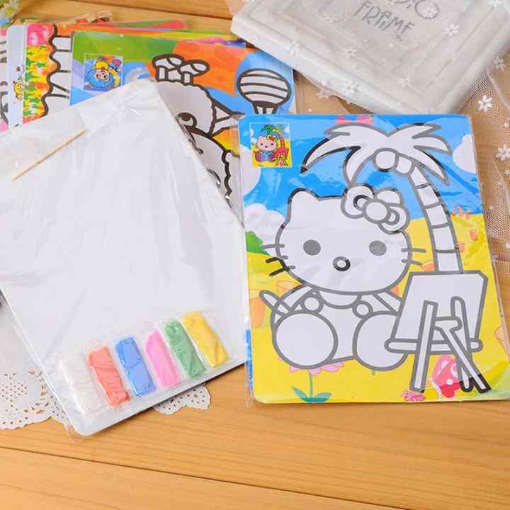 Bộ 2 tranh cát khổ lớn hình ngộ nghĩnh cho bé yêu + Tặng kèm thẻ tích điểm Giá tốt 360