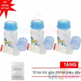 Bộ 3 bình trữ sữa có kèm núm ty và van chống sặc 140ml TẶNG 10 túi trữ sữa 250ml
