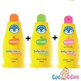 Bộ 3 chai sữa tắm gội wesser 200ml hồng + cam + xanh