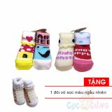 Bộ 4 đôi vớ trượt hình thú cho bé sơ sinh - size lớn - bé gái Tặng 1 đôi vớ sơ sinh sọc